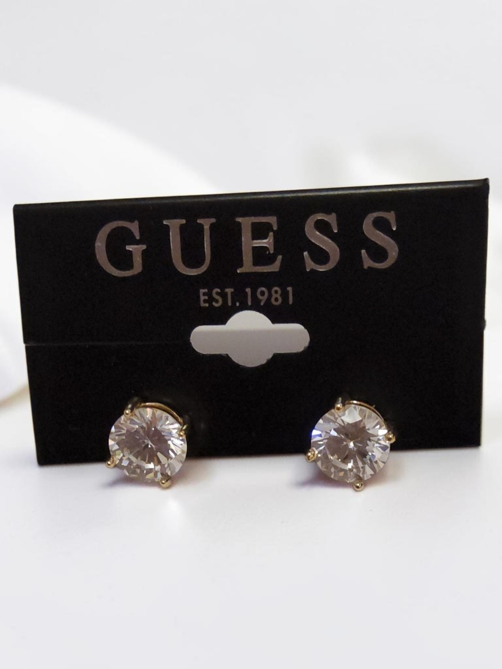 10 / $10 GUESS Gold-Tone Clear Crystal Round Stud Earrings